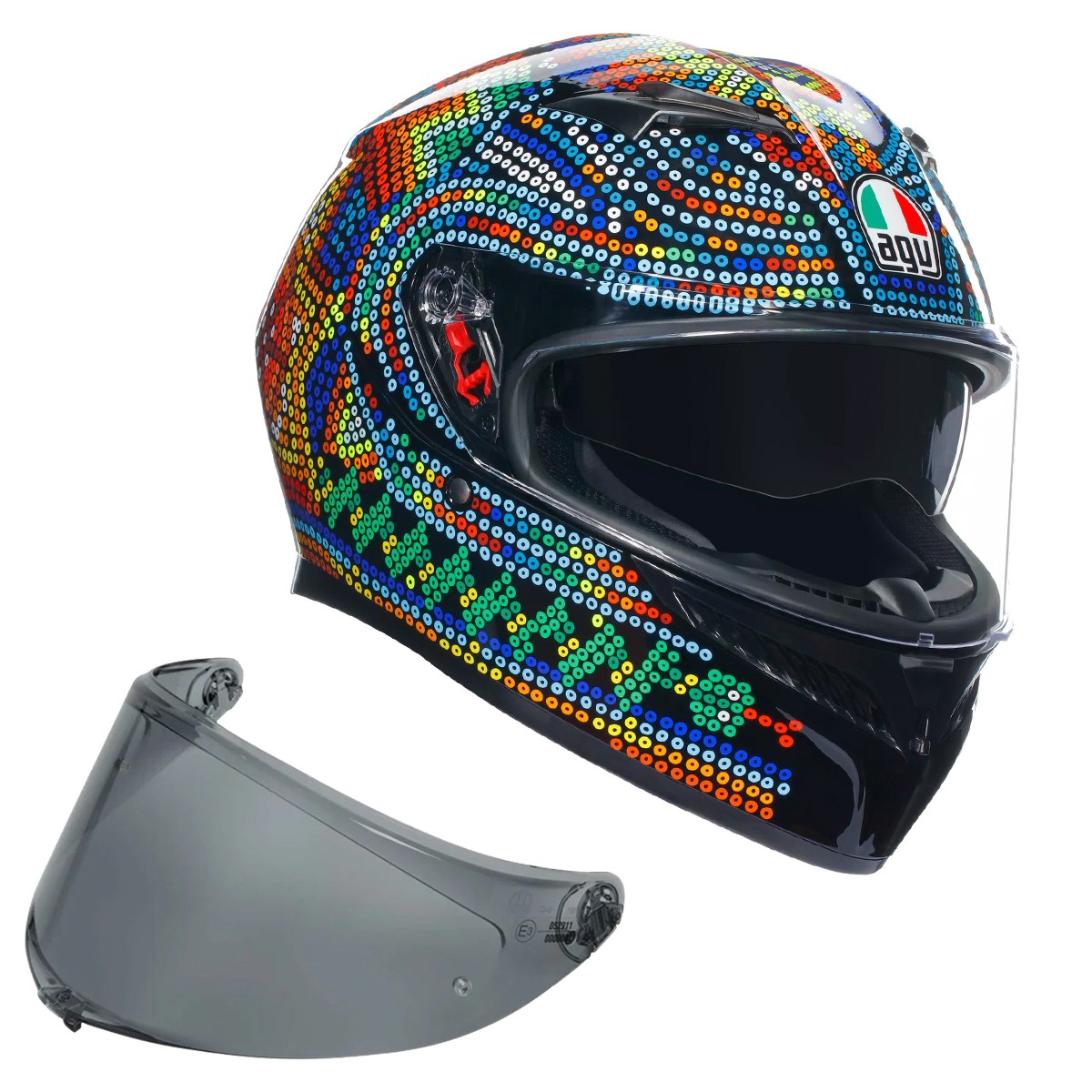 AGV K3 Rossi Winter Test 2018 Replica Motorcycle Helmet Dark Tint Visor XL