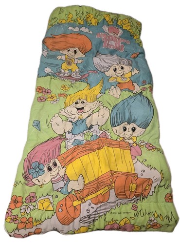 Vintage Sleeping Bag 1992 Treasure Trolls Ace Novelty 90s Kids Camp Blanket