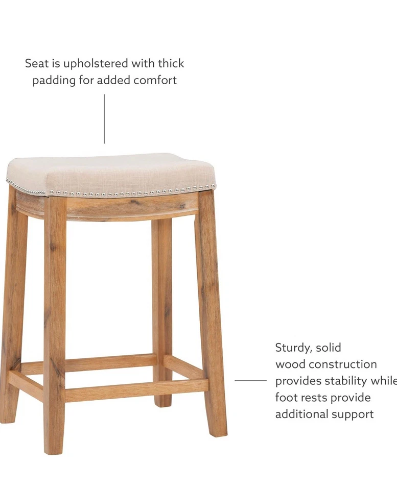 Linon Home Décor Kingston Acacia Counter Stool, Brown - Image 3 of 4