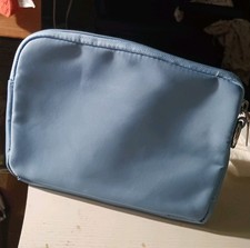 Cosmetic Bag Soft Blue Fabric With Zipper  Key Ring -8" 6" ...perfect Size     