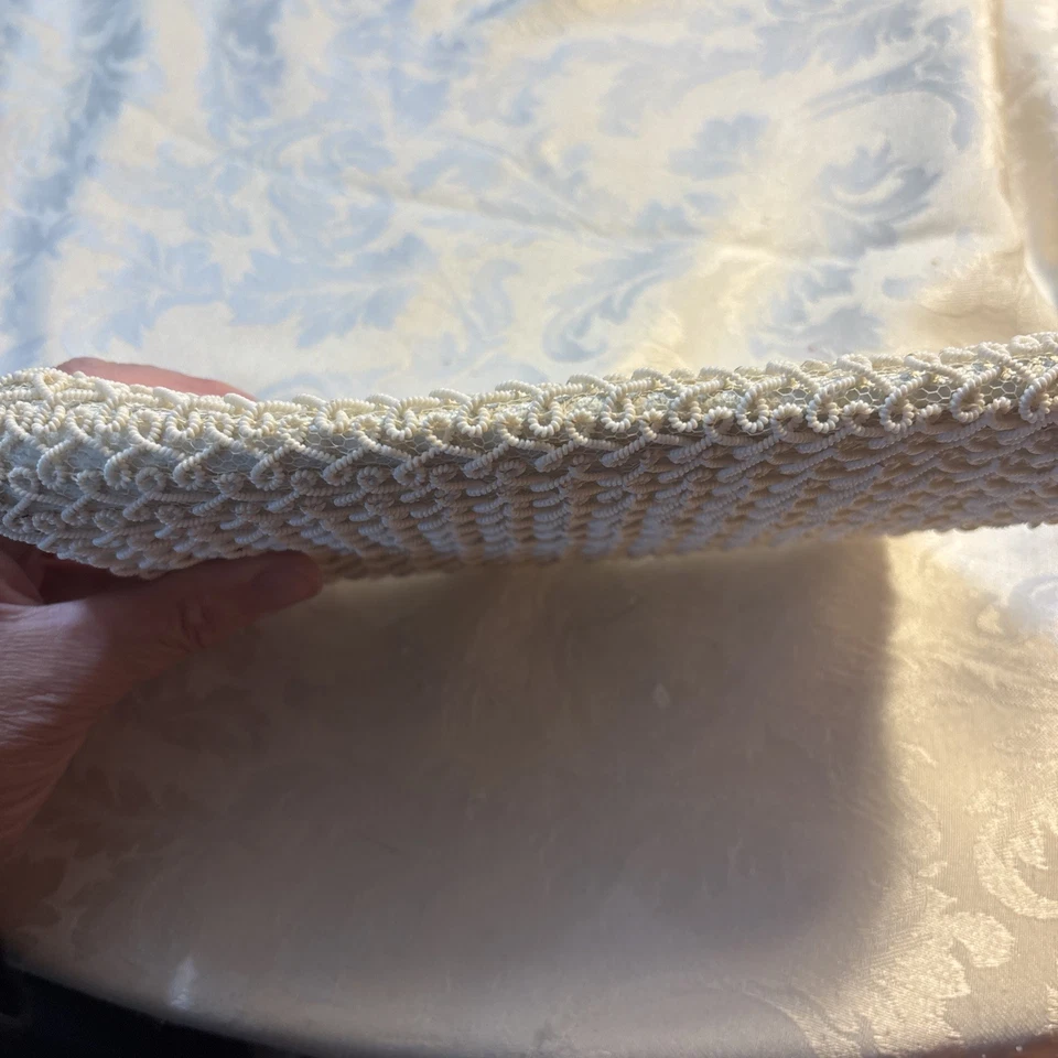 60's Vintage The May Co Crochet & Beaded Clutch Purse Straw Evening Bag Boho - Image 4 of 4