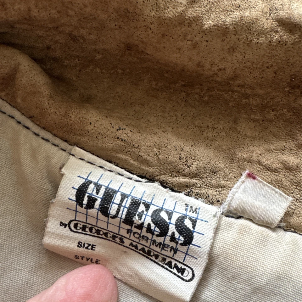 Vintage 80s Guess Georges Marciano Marty McFly Denim Leather Jacket Mens XS - Image 4 of 4