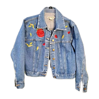 Denim Jacket Women's Embroidered Size M Fashion Fall Wear A.M.I Brand