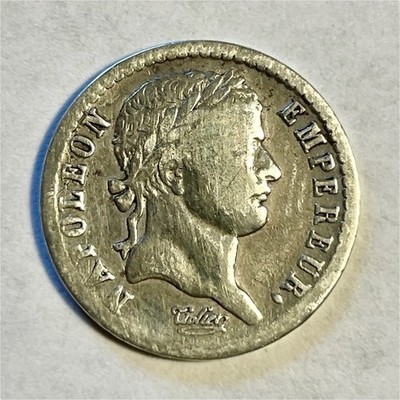Napoleon I - France - 1808 1/2 Franc silver coin, 0.9 fineness, KM#655