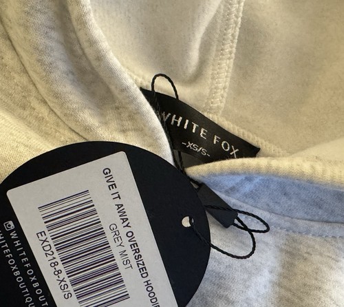 NWT New XS/S $80 WHITE FOX Give It Away Oversized Hoodie Grey Mist - Picture 6 of 8