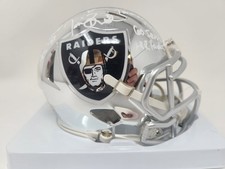 Tim Brown Signed Raiders Chrome Mini Helmet Multiple Inscriptions BAS COA BUF