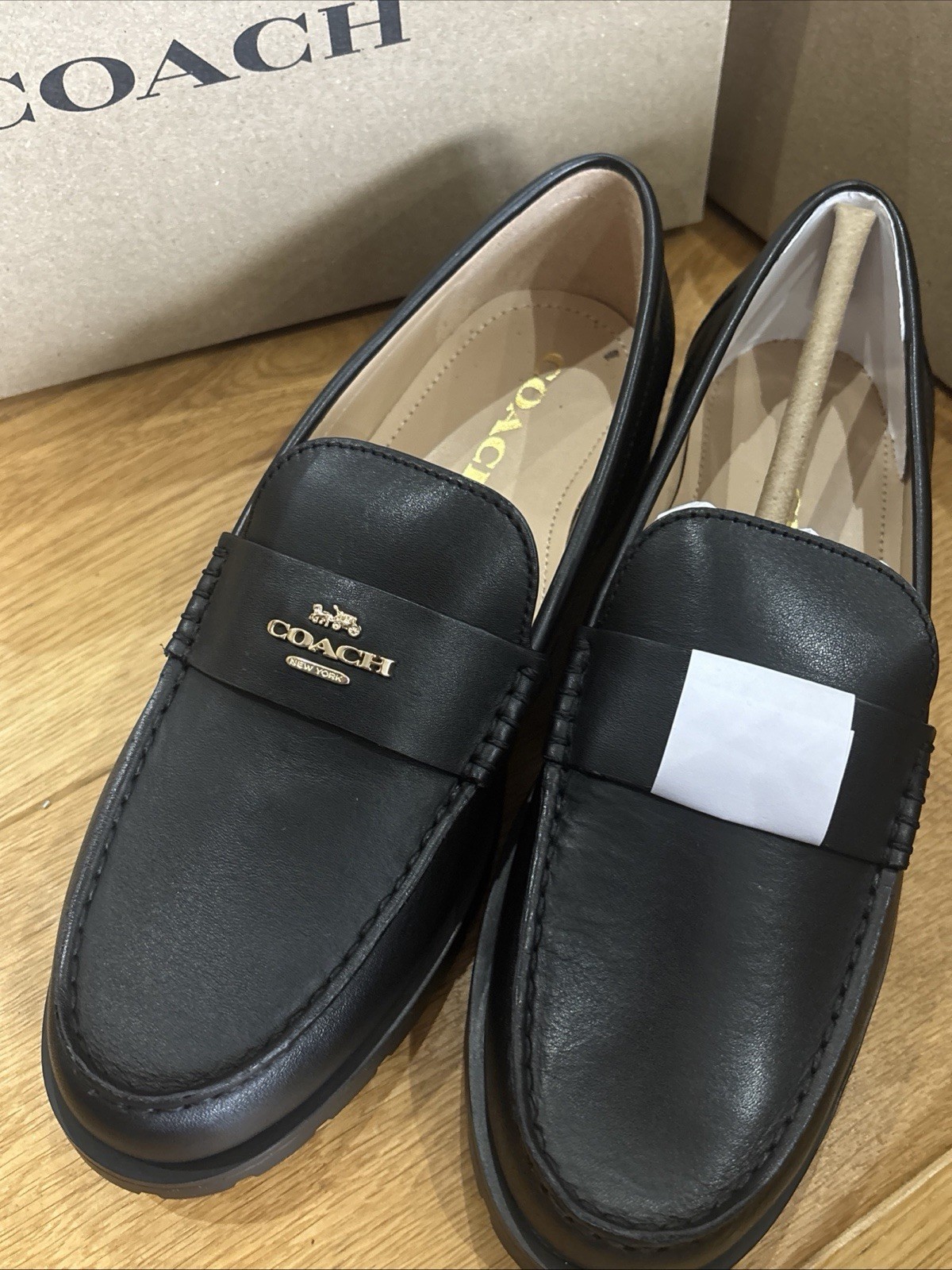 Coach Janie Leather Loafers - Black Size 7.5 EU 40 USA 9.5 BNIB £225