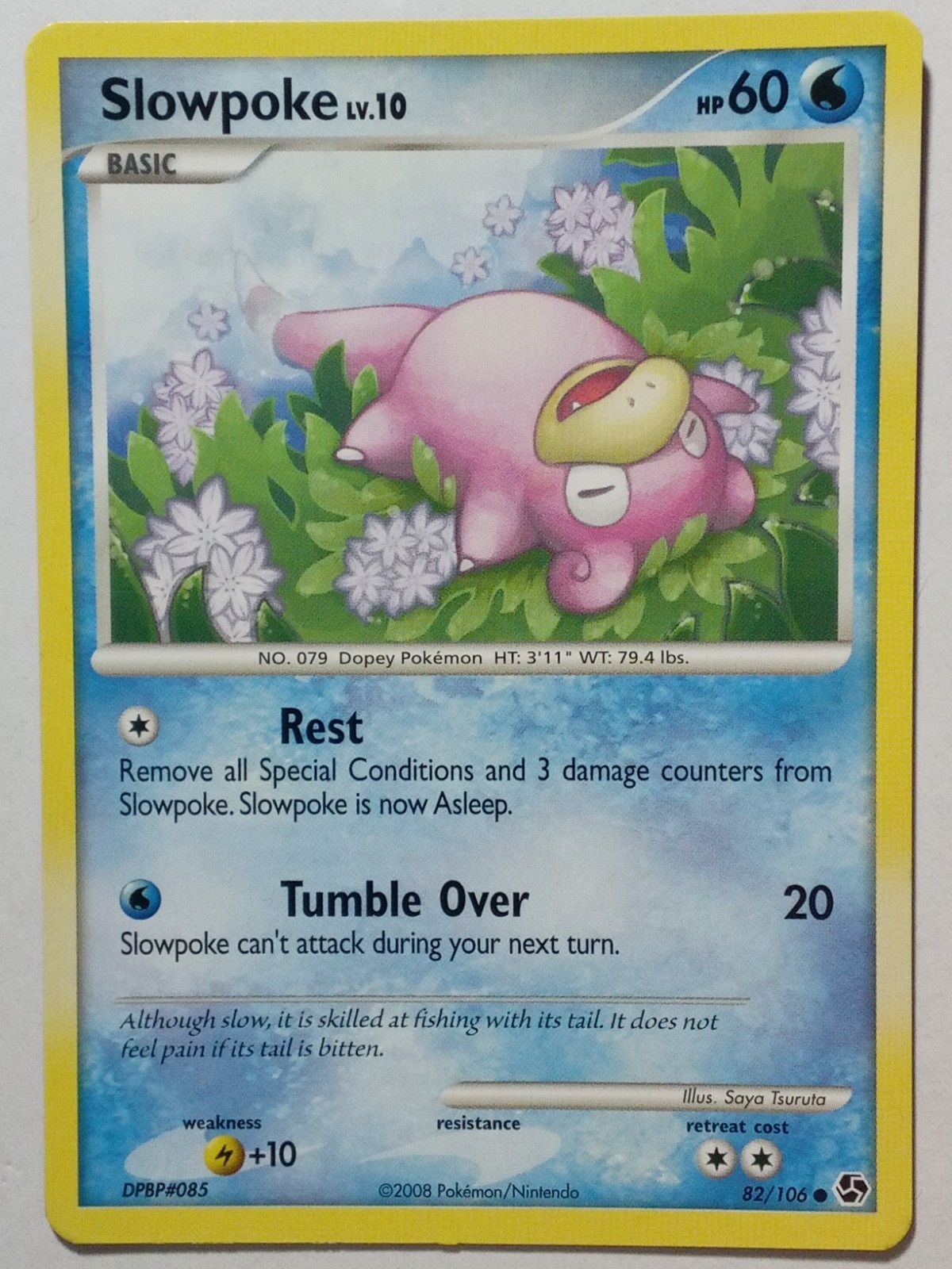 Slowpoke 82/106 VLP - 2008 Great Encounters Pokemon Card - Saya Tsuruta Art