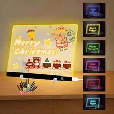 Acrylic Dry Erase Board with Light 15.7"x11.8" 6-Color Led Message Board with...
