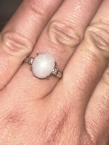 Rare Natural Sri Lankin Star Sapphire natural Diamond Solid PlatinumRing Sz 6.75 - Picture 9 of 24