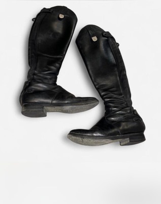 Black Tucci Sophia Leather Horseback Riding Tall Boots