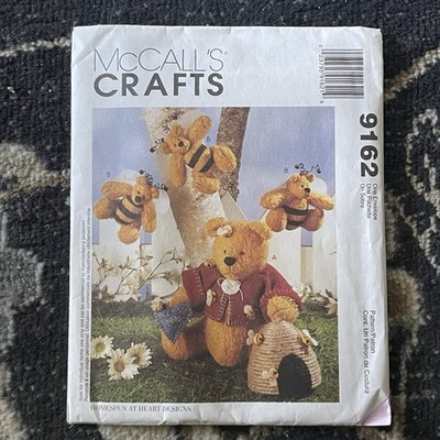 Plush Honeybee Bear Sewing Pattern Vintage 90s Stuffed Animal Doll & Accessories