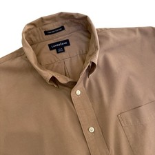 Lands End Mens Long Sleeve Button Down Oxford Shirt Tan Brown Size XL Tall