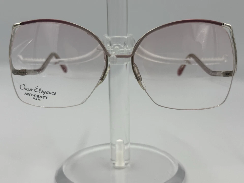 Monturas de gafas artesanales artísticas de colección Oscar elegancia EE. UU. rosa perla A137 vintage nuevas Foto 3 de 4