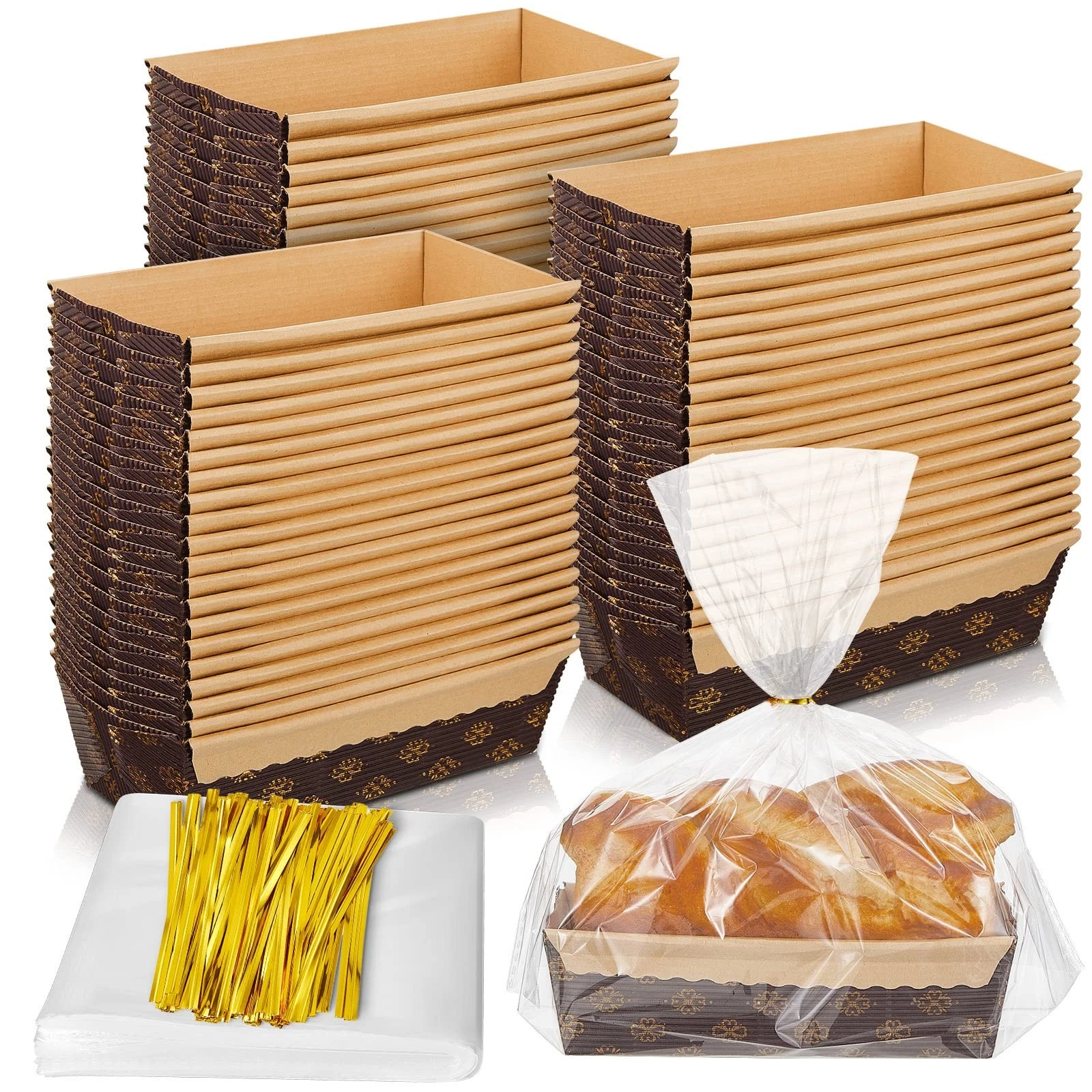 75 Sets Disposable Loaf Pans Sturdy Baking Loft Mold Bulk 6 x 2.5 x 2 in Mini...