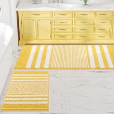 Bathroom Rugs Set 2 Piece, Extra Soft and Absorbent Fluffy Striped Chenille B...