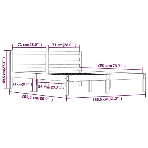 Massivholzbett Kiefer 150x200 Weiß 5FT King Size Y7R5 - Bild 8 von 8