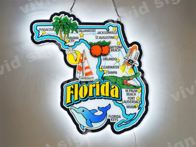 Florida Jumbo State Map 3D LED Light Beer Sign Neon Lamp 20''x18''