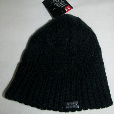 New Under Armour Black Fleece Lined Knit Skull Beanie Winter  display picture 2