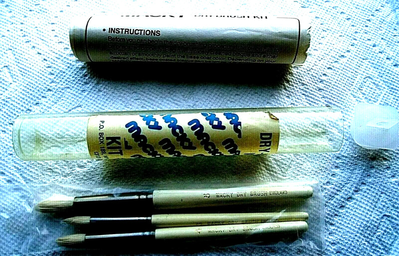 Dry Brush Lot-By Macky-From England-#3, #4, #5-Brushes Sealed-Instructions-HTF