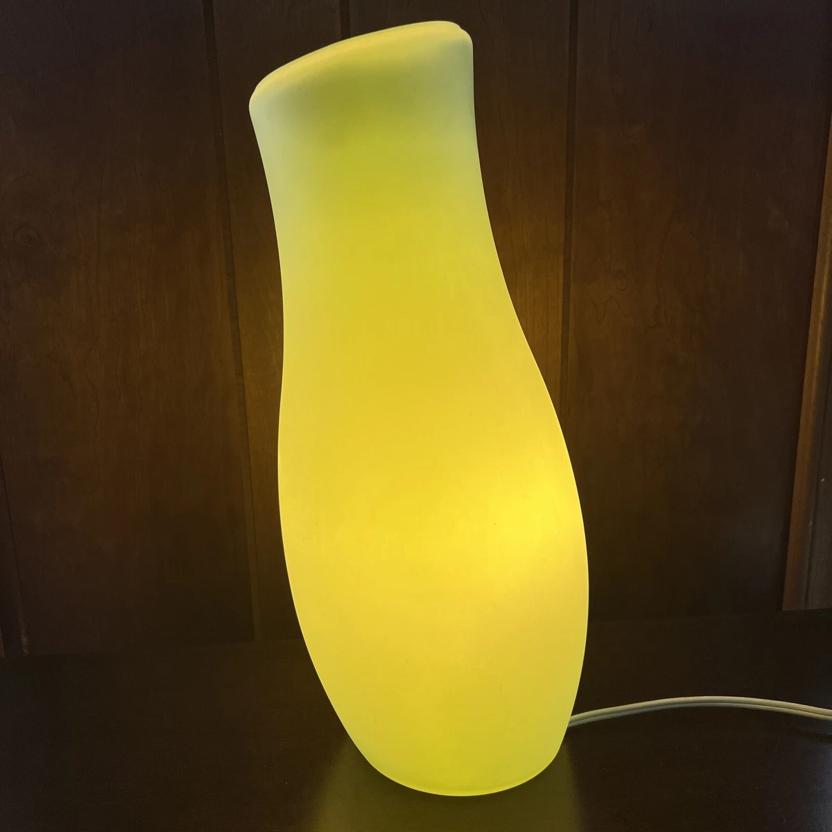 Vintage LARGE Ikea Mylonit Modern Frosted Green White Glass Lamp 16.5 Tall