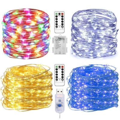 Colorato LED Festoni Filo Luci USB a Batteria Natale Fairy Ghirlanda