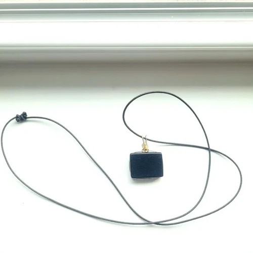 OOAK Black Multi Handblown Glass Rectangular Pendant NIB Artsy Indie Gift Party - Picture 4 of 5