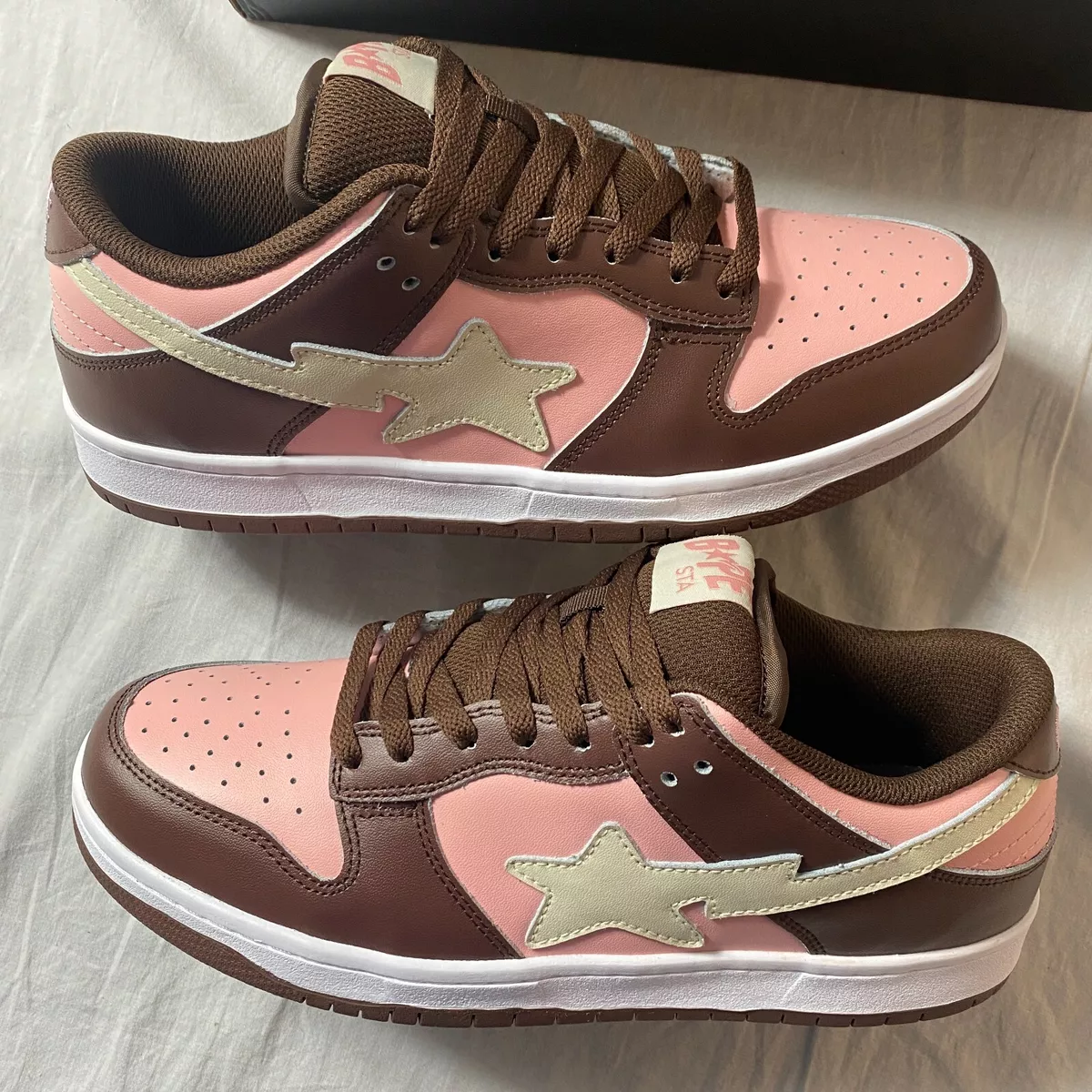 Indigo Studios Custom Cherry Bapesta Low Inspired Size 10 Brown Pink Limited