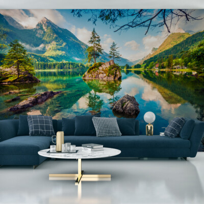VLIES FOTOTAPETE Selbstklebend XXL See FELSEN Bäume Landschaft 3D Tapeten 3970.