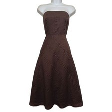 J. CREW Crinkle Texture Strapless A-Line Fit & Flare Midi Dress 8 (Medium)