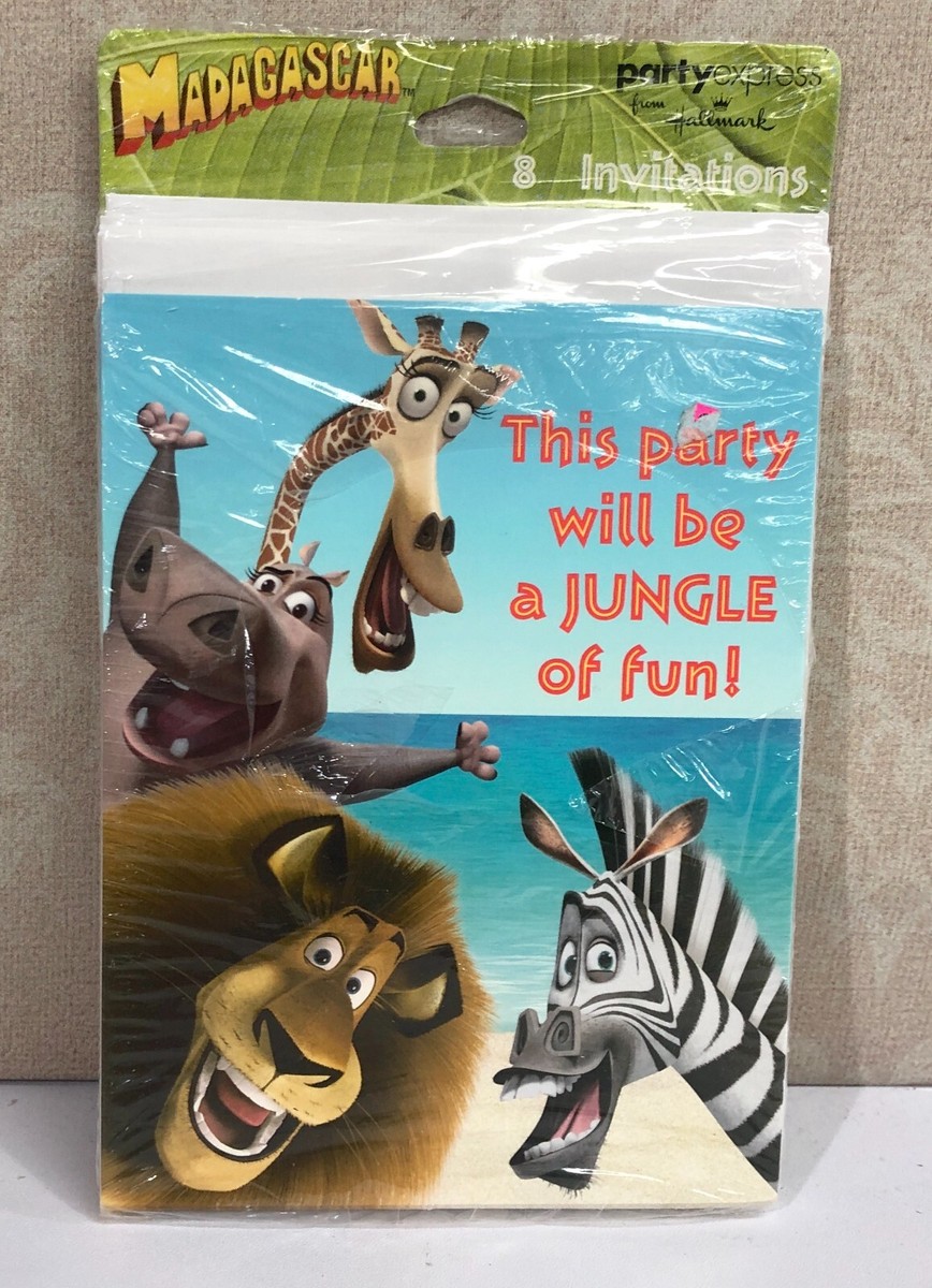 Hallmark Madagascar Jungle Of Fun Party Invitations Eight Total