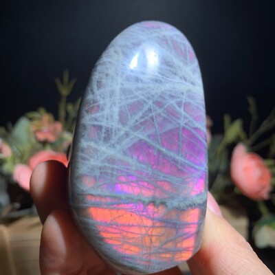 210g Natural Purple Labradorite Free Form Ornament Crystal Quartz Reiki 77mm