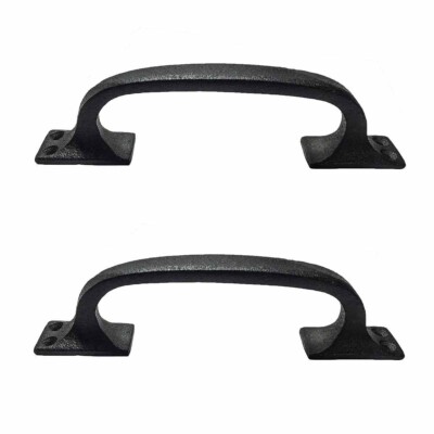 Black Wrought Iron Cabinet Handle 6'' L Rust Resistant with Hardware Pack of 2