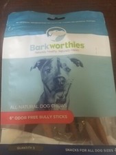 Barkworthies Odor-Free Bully Stick Treat, 6"