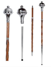 Drum Major Mace Stave Plain Chrome Head With Chrome Ball Head Top 3 Parts Stick