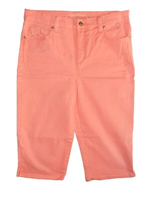 WOMENS 12P GLORIA VANDERBILT CORAL SLIMMING EFFECT AMANDA SKIMMER CAPRI PANTS
