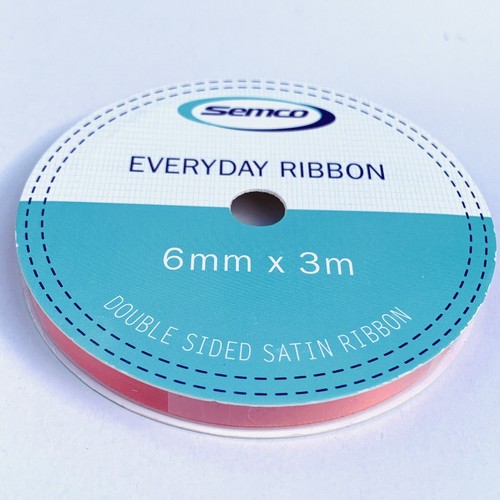 Red Satin Ribbon 6mm Wide Double Sided Washable Sewing Gifting Lace 3X Meters - Bild 2 von 4