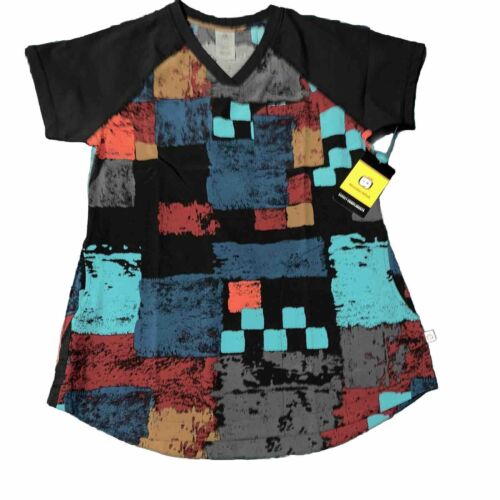 Scrubs Top WonderWink Modern fit Geometrical Pattern Women Small New V Neck