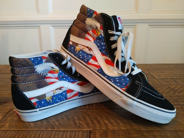 Sz 10 RARE🔥 VANS SK8-Hi Freedom Eagle USA Flag 4th July Independence