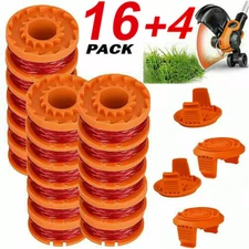 12/16-pack WA0010 Grass Trimmer Spools Line + 2/4 Caps For WORX Weed Eater Edger