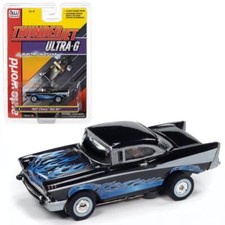 Auto World SC411-3BLK Thunderjet 1957 Chevrolet Bel Air Lowrider HO Slot Car