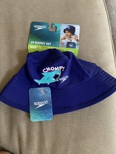 NWT Speedo Infant Boy's Sun Bucket Hat Size L/XL Blue UV50 BlockTheBurn
