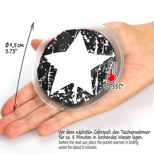 4x Taschenwärmer wiederverwendbar - Handwärmer mit Stern Motiv - Wärmepad - Bild 5 von 6