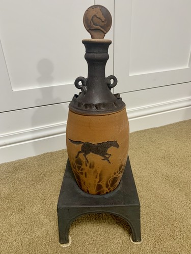 Pferde Motiv Keramik Deko Vase Gefäß Urne Skulptur