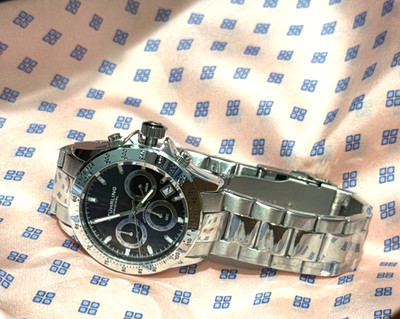 Stuhrling 3960 12 Chronograph Black Date Stainless Steel Bracelet Mens Watch