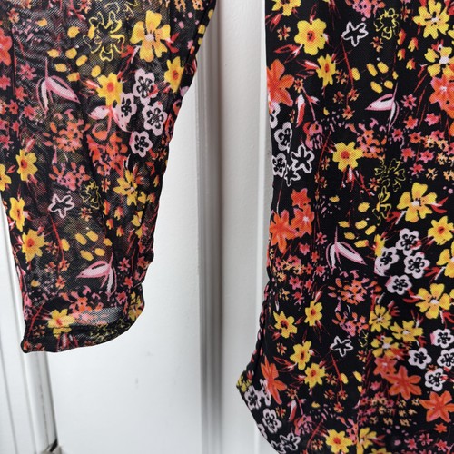 Free People Shirt Womens Small Twyla Ditsy Floral Mesh Long Sleeve Boho Top - 第 8/17 張圖片
