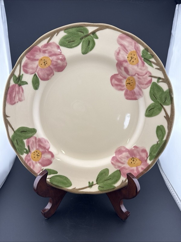 Franciscan Desert Rose Rim Soup Bowls 11” Pasta Plates Set of 4 USA