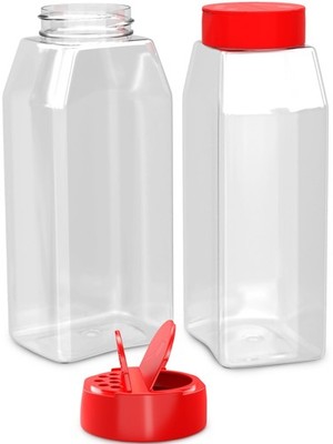2Pcs Large Seasoning Containers with Wide Mouth for Easy Filling   Large, Red 