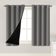 H.VERSAILTEX Grey 100 Blackout Curtain Set, 52"W x 63"L Pack of 2 ,