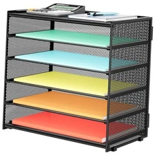 Paper Organizer Storage for Desk Accessories & Workspace Organizers 6 Black